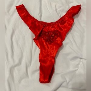 Vintage 80s Classified Red Satin Thong